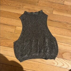 Free People Black and Gold Shimmer Crop Top